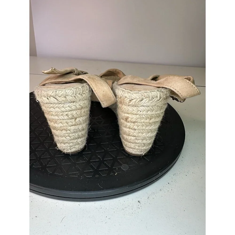 Splendid Womens Beige Suede Espadrille Wedge Sandals Size 8.5 US